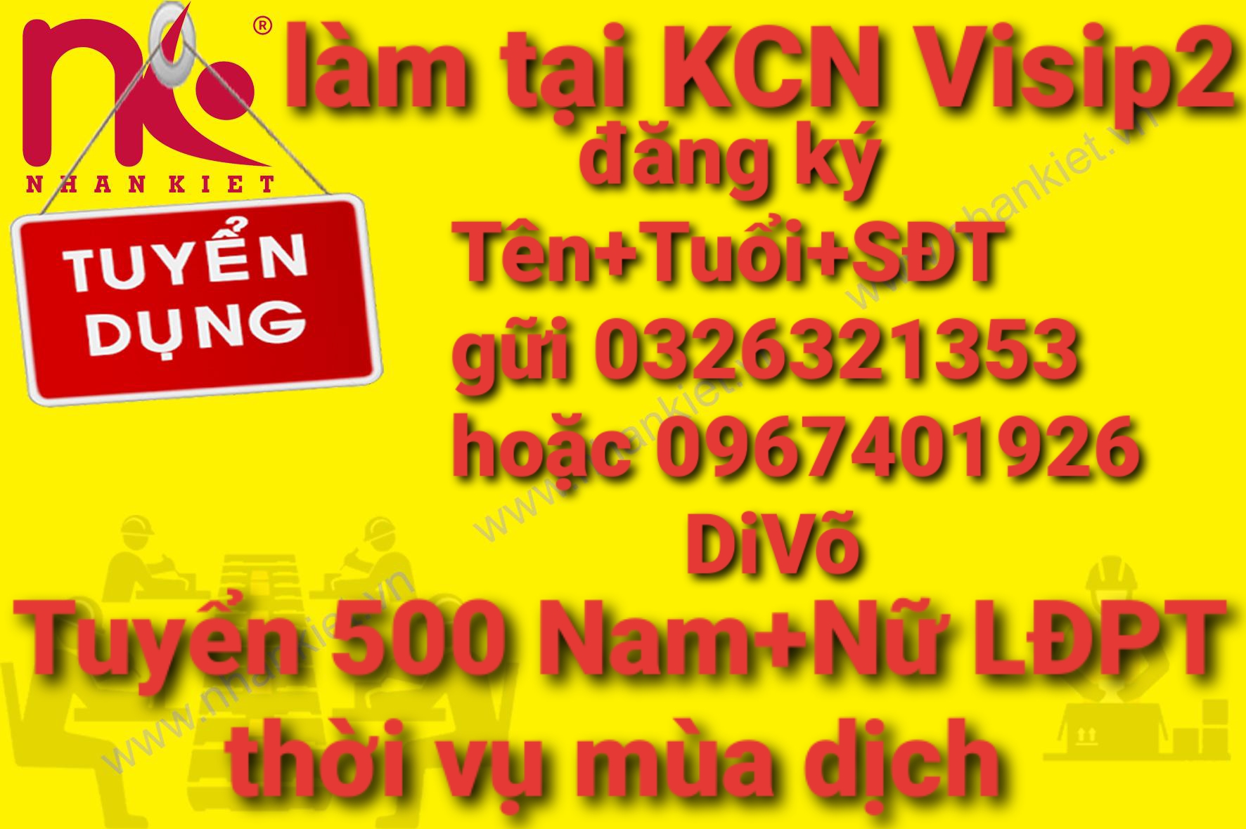 Công ty Nhân Kiệt Cần Tuyển Gấp 30 nam nữ LĐPT.